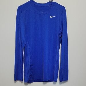 Nike Royal Blue Compression Athletic Top Dri Fit Slim Fit Size Small